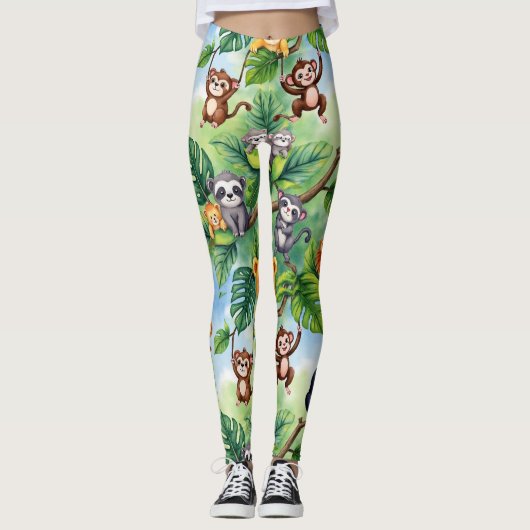 Waldtiere nahtloses Muster Leggings (Vorderseite)