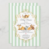 Waldtiere neutrale Babydusche Einladung (Vorne/Hinten)