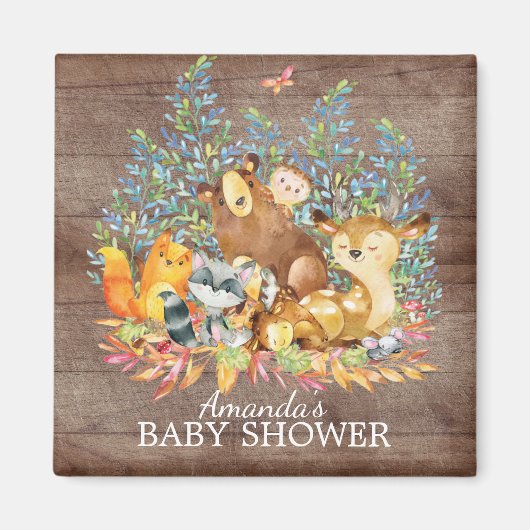 Waldtiere neutrale Babydusche Gefallen Magnet (Vorne)