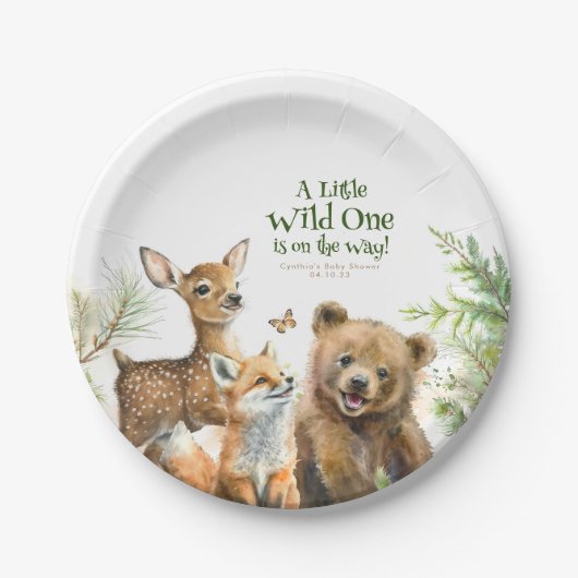 Waldtiere Niedlich kleine Wilddusche Pappteller (Vorderseite)