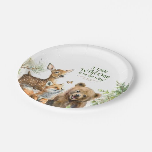 Waldtiere Niedlich kleine Wilddusche Pappteller (Schrägansicht)