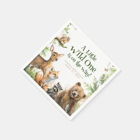 Waldtiere Niedlich Wild One Serviette (Ecke)