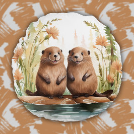 Waldtiere Niedliche Beavers Kinderzimmer Rundes Kissen