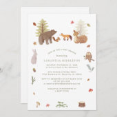 Waldtiere Niedliche Kinderdusche Einladung (Vorne/Hinten)