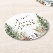 Waldtiere Niedliche Kinderdusche Runder Pappuntersetzer (Angewinkelt)