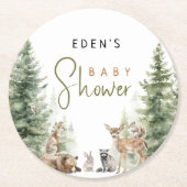 Waldtiere Niedliche Kinderdusche Runder Pappuntersetzer (Vorderseite)