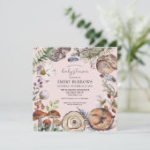 Waldtiere Niedliche Waldtiere Pink Girl Babydusche Einladung (Stehend Vorderseite)