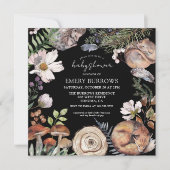 Waldtiere Niedliche Waldtiere Schwarze Babydusche Einladung (Vorderseite)