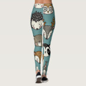 Waldtiere Niedliches Vintages Muster Leggings (Rückseite)