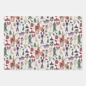 Waldtiere nordisches Weihnachtsmuster Geschenkpapier Set (Vorderseite)
