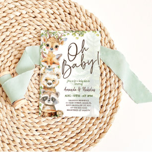 Waldtiere Oh Baby Shower Einladung