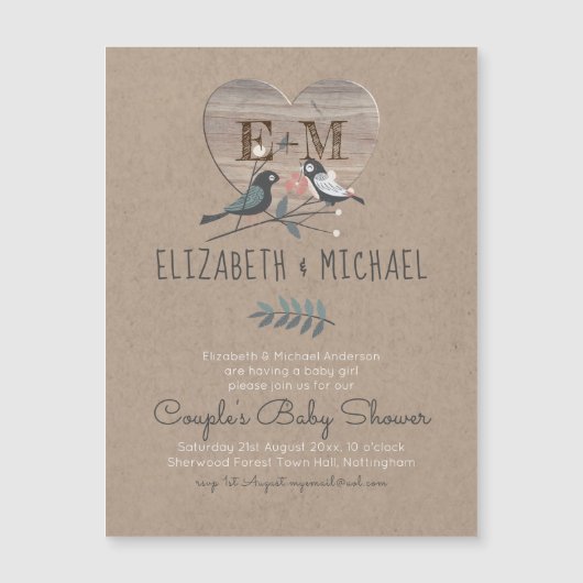 Waldtiere Paare BABY SHOWER Magnetkarte (Vorderseite)