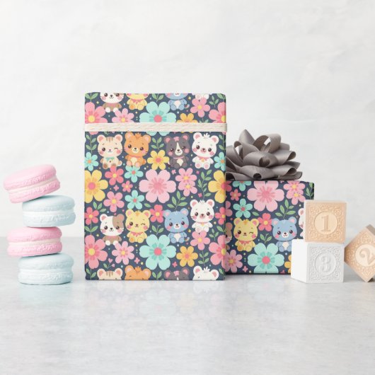 Waldtiere-Parade | Süßes Tiermuster Geschenkpapier (Babyparty)
