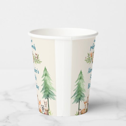 Waldtiere Party Birthday Blue Party Pappbecher (Rechts)