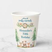 Waldtiere Party Birthday Blue Party Pappbecher (Vorderseite)