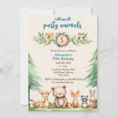 Waldtiere Party Geburtstagsparty Einladung (Vorderseite)