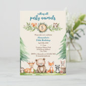 Waldtiere Party Geburtstagsparty Einladung (Stehend Vorderseite)