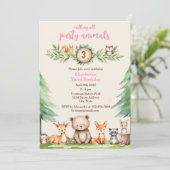 Waldtiere Party Geburtstagsparty Einladung (Stehend Vorderseite)