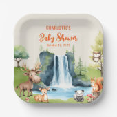 Waldtiere Personalisiert Orange Baby Dusche Pappteller (Vorderseite)