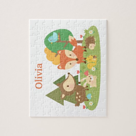 Waldtiere Personalisierte Kinder Puzzle (Vertikal)