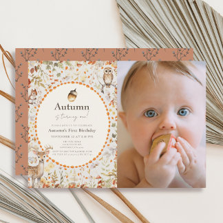 Waldtiere Pilz 1. Geburtstag Foto Einladung