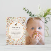 Waldtiere Pilz 1. Geburtstag Foto Einladung (Stehend Vorderseite)