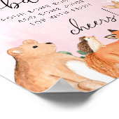 Waldtiere Pink Babydusche Mimosa Bar Zeichen Poster (Ecke)