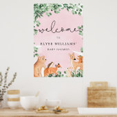 Waldtiere Pink Begrüßungszeichen Poster (Küche)