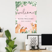 Waldtiere Pink Begrüßungszeichen Poster (Heimbüro)