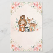 Waldtiere Pink Floral Baby Name Race Game (Rückseite)