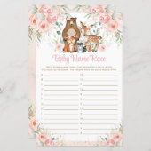 Waldtiere Pink Floral Baby Name Race Game (Vorne/Hinten)