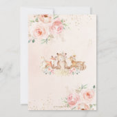 Waldtiere Pink Floral Gold Girl Geburtstag Einladung (Rückseite)