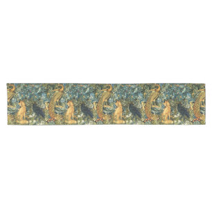 WALDTIERE, RABE, FUCHS, PFau Blau Grüne Floral Kurzer Tischläufer
