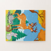 Waldtiere Raccoon Chipmunk Rabbit Deer Puzzle (Horizontal)