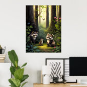 Waldtiere Raccoon Familie Kunst Kunst Poster (Heimbüro)