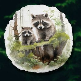 Waldtiere Raccoons Kinderzimmer Kinder Zimmerdekor Rundes Kissen