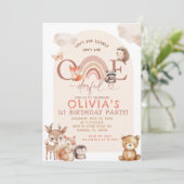 Waldtiere Rainbow Einem Geburtstag Einladung (Stehend Vorderseite)