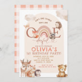 Waldtiere Rainbow Einem Geburtstag Einladung (Vorne/Hinten)