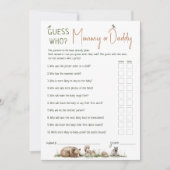 Waldtiere raten, wer Mama oder Papa-Karte ist Einladung (Vorderseite)