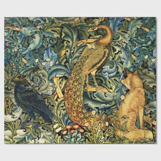 WALDTIERE, RAVEN, FOX, PEACOCK GESCHENKPAPIER (Flach)