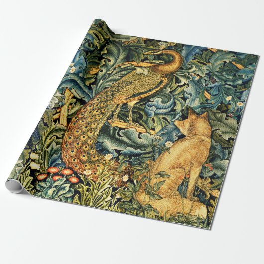 WALDTIERE, RAVEN, FOX, PEACOCK GESCHENKPAPIER (Ungerollt)
