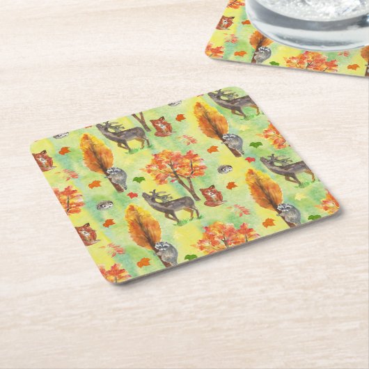 Waldtiere Rechteckiger Pappuntersetzer (angewinkelt)