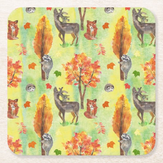 Waldtiere Rechteckiger Pappuntersetzer (Vorderseite)