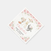 Waldtiere, rosa Blume, Babydusche Serviette (Ecke)