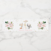 Waldtiere, rosa Blume, Babydusche Wasserflaschenetikett (Einzelnes Label)