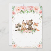 Waldtiere Rosa Blumenbraut Kinderdusche Dankeskarte (Rückseite)
