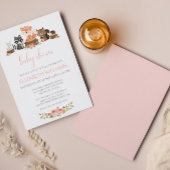 Waldtiere Rosa Blumendusche Einladung