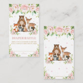 Waldtiere rosa Blütenblättrige Windeln Begleitkarte (Vorne/Hinten)