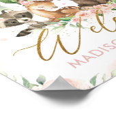 Waldtiere Rosa Blütengeburt Willkommen Poster (Ecke)