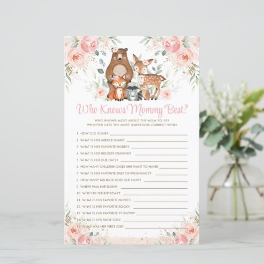 Waldtiere Rosa Flora, die Mami am besten kennt (Stehend Vorderseite)